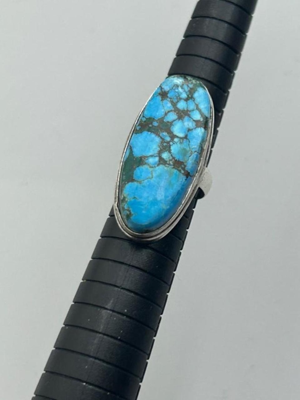 925 Silver Turquoise Oval Ring - Blue Stone